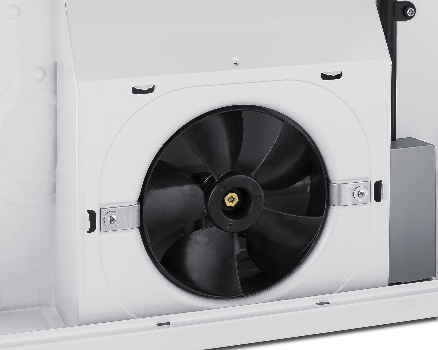24 inch wide under cabinet convertible range hood for ducted or ductless use in white, made in North America